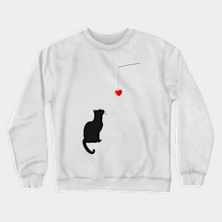 Black Cat Looking At Pendant Heart Crewneck Sweatshirt